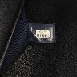 Pre Owned Chanel Navy Blue Quilted Sheepskin Double Chevron Mini Flap Bag
