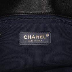 Pre Owned Chanel Navy Blue Quilted Sheepskin Double Chevron Mini Flap Bag
