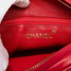Pre Owned Chanel Red CC Lambskin Tassel Oval Camera Bag
