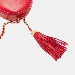 Pre Owned Chanel Red CC Lambskin Tassel Oval Camera Bag