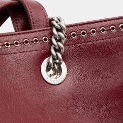 Chanel Burgundy Large Calfskin Coco Eyelets Shopping Tote