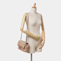 Pre Owned Chanel Brown Medium CC Quilted Calfskin Single Flap
