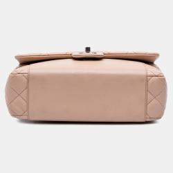 Pre Owned Chanel Brown Medium CC Quilted Calfskin Single Flap