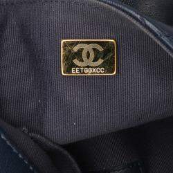 Pre Owned Chanel Navy Blue Mini Quilted Lambskin Crush on Chains Flap