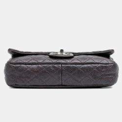 Pre Owned Chanel Purple Medium Quilted Caviar Easy Flap