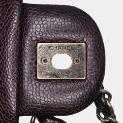 Pre Owned Chanel Purple Medium Quilted Caviar Easy Flap