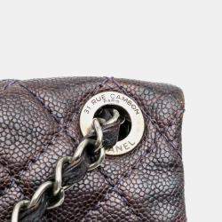 Pre Owned Chanel Purple Medium Quilted Caviar Easy Flap