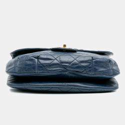 Chanel Blue Medium Quilted Glazed Calfskin Bubble CC Flap
