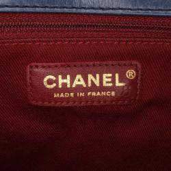 Chanel Blue Medium Quilted Glazed Calfskin Bubble CC Flap