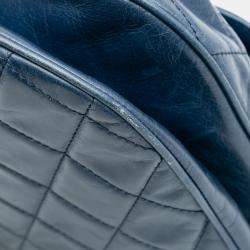 Chanel Blue Medium Quilted Glazed Calfskin Bubble CC Flap