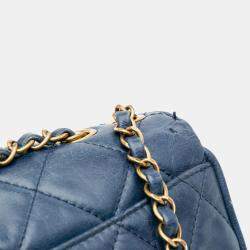 Chanel Blue Medium Quilted Glazed Calfskin Bubble CC Flap