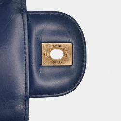 Chanel Blue Medium Quilted Glazed Calfskin Bubble CC Flap
