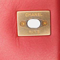 Pre Owned Chanel Pink Quilted Metallic Calfskin Top Handle Flap