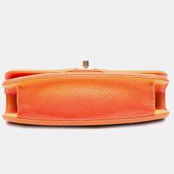 Pre Owned Chanel Orange Small Quilted Caviar Sunset On The Sea Flap