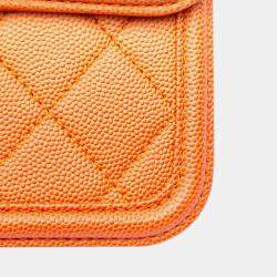 Pre Owned Chanel Orange Small Quilted Caviar Sunset On The Sea Flap