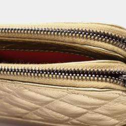 Chanel Gold Quilted Metallic Aged Calfskin Gabrielle Clutch With Chain