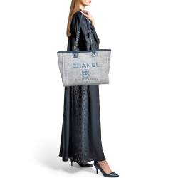 Chanel Blue Tweed Medium Deauville Shopper Tote