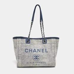 Chanel Blue Tweed Medium Deauville Shopper Tote