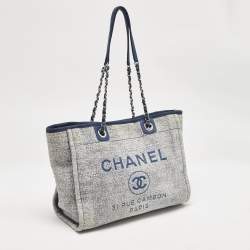 Chanel Blue Tweed Medium Deauville Shopper Tote