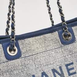 Chanel Blue Tweed Medium Deauville Shopper Tote