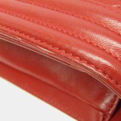 Pre Owned Chanel Boy Red Leather Chain Shoulder Bag