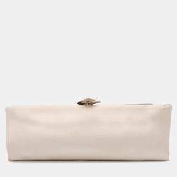 Chanel Beige Satin Camellia Clutch
