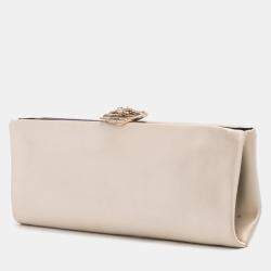 Chanel Beige Satin Camellia Clutch
