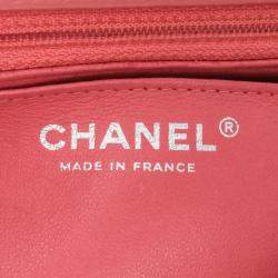 Pre Owned Chanel Pink Lambskin Mini Square Classic Single Flap