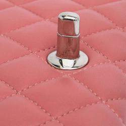 Pre Owned Chanel Pink Lambskin Mini Square Classic Single Flap