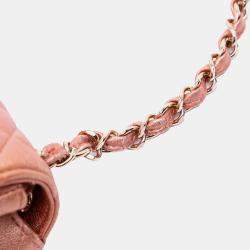 Pre Owned Chanel Orange Pink Mini Square Iridescent Calfskin Flap