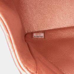 Pre Owned Chanel Orange Pink Mini Square Iridescent Calfskin Flap