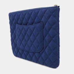 Chanel Blue Cotton Clutch Bag
