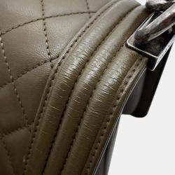Chanel Khaki Lambskin Boy Small Chain Shoulder Bag