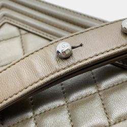 Chanel Khaki Lambskin Boy Small Chain Shoulder Bag