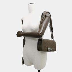 Chanel Khaki Lambskin Boy Small Chain Shoulder Bag