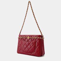 Chanel Red Caviar Leather Shopping Shoulder Bag