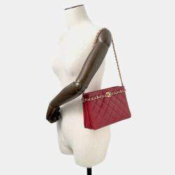 Chanel Red Caviar Leather Shopping Shoulder Bag
