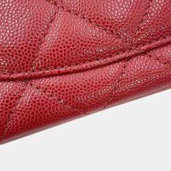 Chanel Red Caviar Leather Shopping Shoulder Bag
