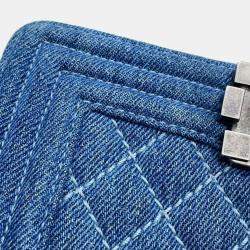 Pre Owned Chanel Blue Denim Boy Chain Mini Shoulder Bag 