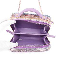 Chanel Purple/Multicolor Tweed Lambskin CC Filigree Chain Shoulder Bag