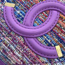 Chanel Purple/Multicolor Tweed Lambskin CC Filigree Chain Shoulder Bag