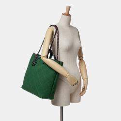 Chanel Green Medium CC Quilted Felt Pop Tote