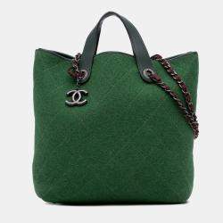 Chanel Green Medium CC Quilted Felt Pop Tote