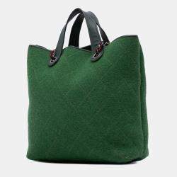 Chanel Green Medium CC Quilted Felt Pop Tote