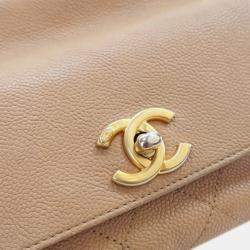 Chanel Brown Caviar Stitched CC Lock Top Handle Flap Small Bag