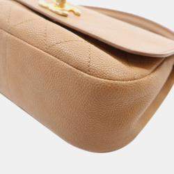 Chanel Brown Caviar Stitched CC Lock Top Handle Flap Small Bag