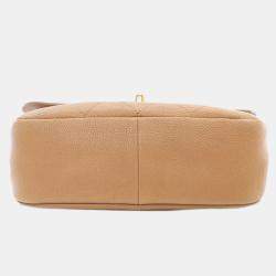 Chanel Brown Caviar Stitched CC Lock Top Handle Flap Small Bag