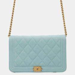Chanel Matelasse Caviar Coco Mark Boy Chain Wallet 