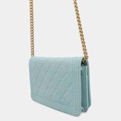 Chanel Matelasse Caviar Coco Mark Boy Chain Wallet 