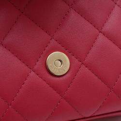 Chanel Pink Lambskin Leather Top Handle Flap Chain Clutch Bag